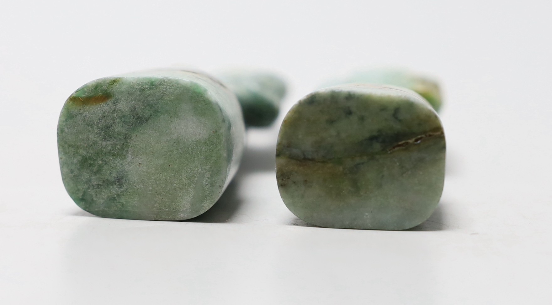 A pair of jadeite figural seals, 10cm